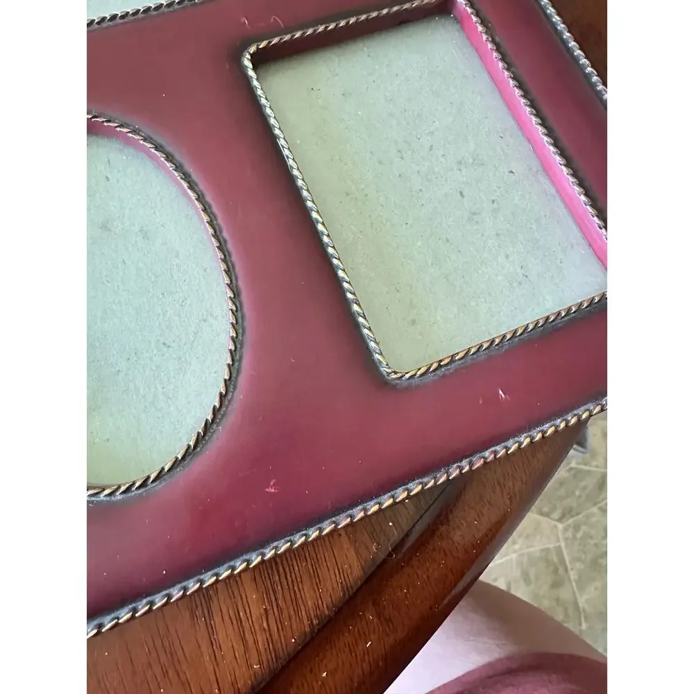 Vintage Victorian oval frame multi photo French decor burgandy red home romance